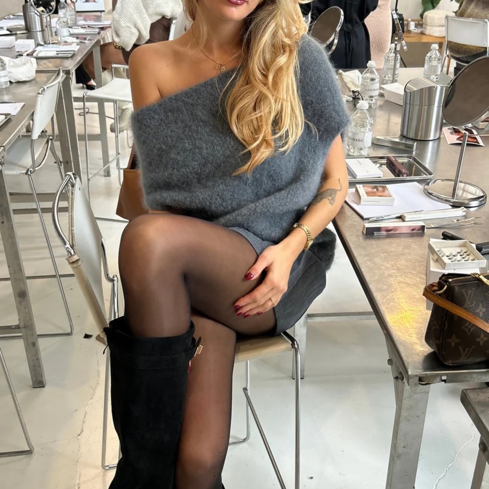 Designs by Si Gray Off-Shoulder Sleeveless Vinnie Knit Sweater